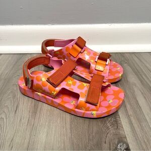 Mini Melissa Sandals Girls 3 Ping Pong Fabula Pink and Orange Floral Strappy
